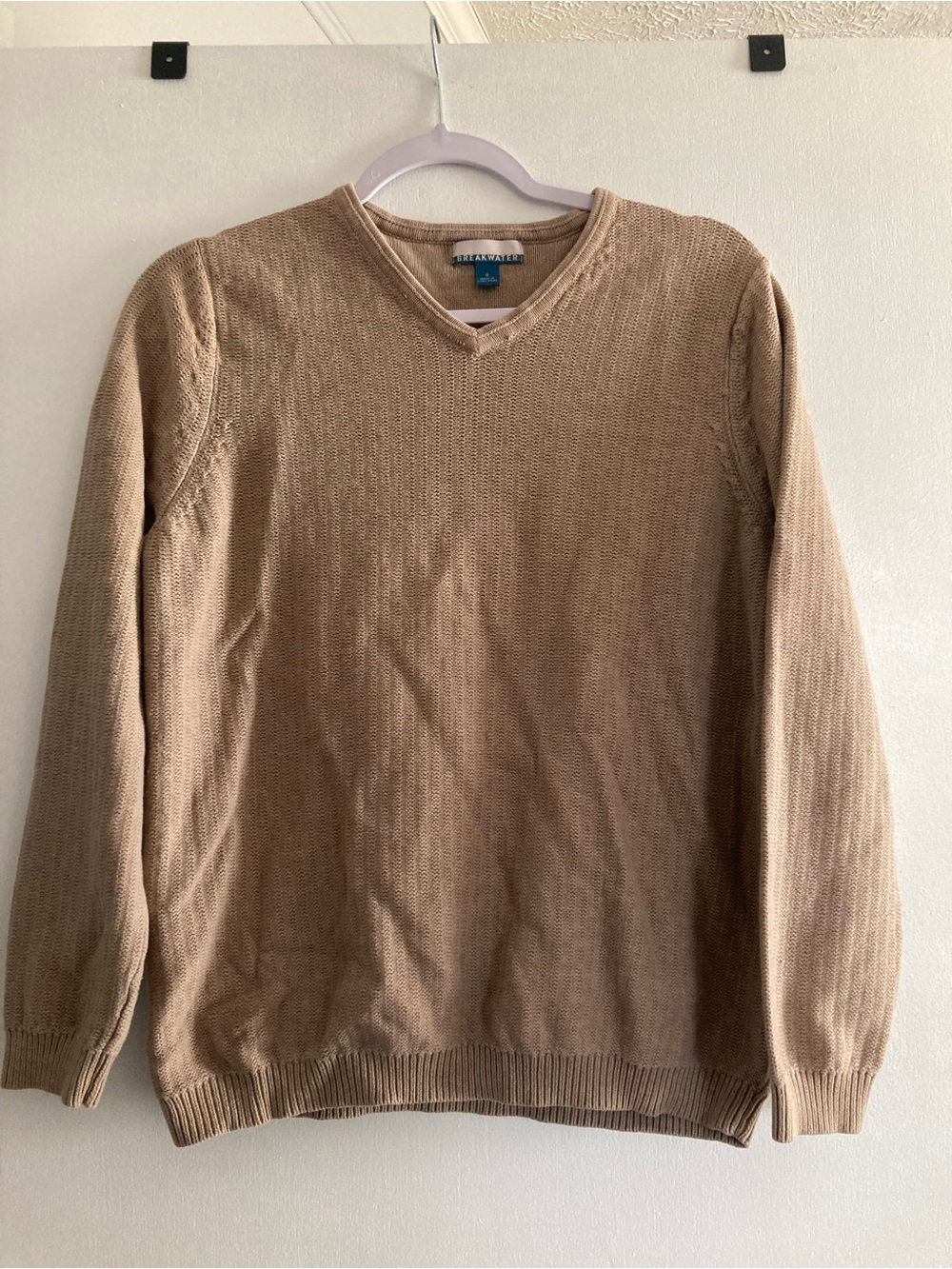 Breakwater tan v-neck sweater